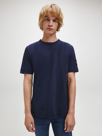 Calvin Klein Ruhák HU382170 | Calvin Klein Monogram Badge Férfi Póló Sötétkék